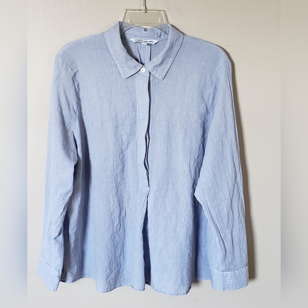 Elizabeth and James Women's Blue Long Sleeve Pullover Top Blouse Size XL